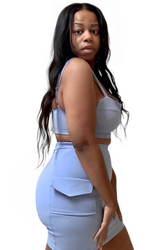 Fye Two Piece Skirt Set - Light Blue