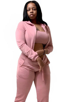 Spin Bout U 3 Piece Sweatsuit - Pink